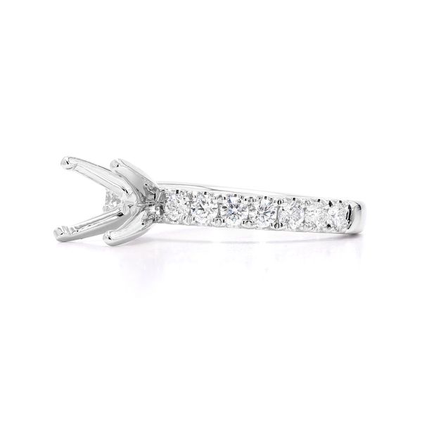 Platinum 0.52ctw F/VS2+ Accented Shank Diamond Semi-mount Ring Setting Sz 6 Image 2 Raleigh Diamond Fine Jewelry Raleigh, NC