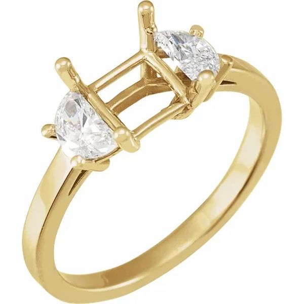 14K Yellow Gold 5.5mm Square 1/2ctw Natural Diamond Semi-Set Engagement Ringg Sz 7 Raleigh Diamond Fine Jewelry Raleigh, NC