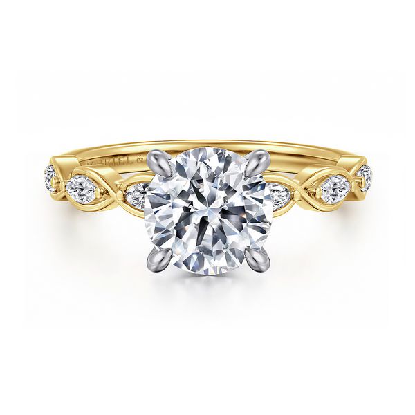 14K White & Yellow Gold Round Diamond Engagement Ring Sz 6.5 Raleigh Diamond Fine Jewelry Raleigh, NC