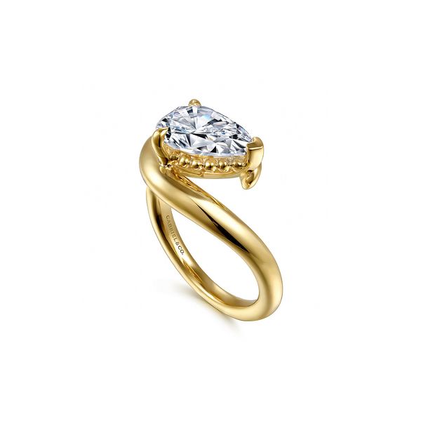 14K Yellow Gold 2.00ct Bypass Pear Diamond Engagement Ring -10.5X7 CSCZ Sz 6.5 Image 2 Raleigh Diamond Fine Jewelry Raleigh, NC
