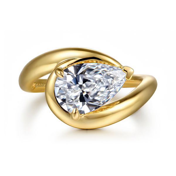 14K Yellow Gold 2.00ct Bypass Pear Diamond Engagement Ring -10.5X7 CSCZ Sz 6.5 Raleigh Diamond Fine Jewelry Raleigh, NC