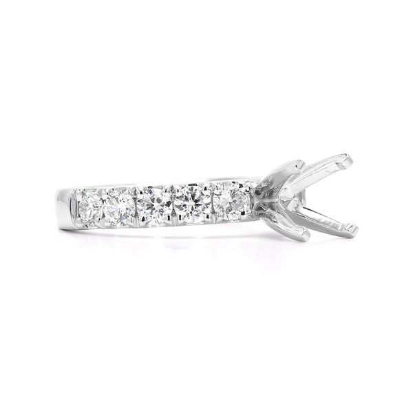 RD Classic Signature 14K White Gold 1.00ctw Diamond Semi-mount with Accented Shank Sz 6 Image 3 Raleigh Diamond Fine Jewelry Raleigh, NC