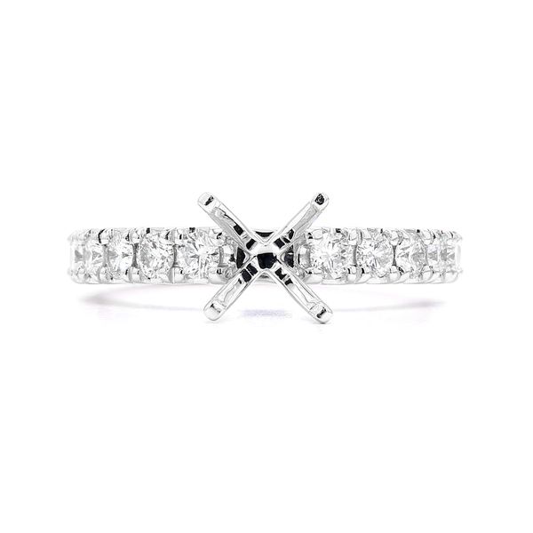 RD Classic Signature 14K White Gold 0.59ctw Semi-mount with Accented Shank Sz 6 Raleigh Diamond Fine Jewelry Raleigh, NC