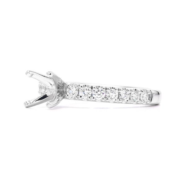 RD Classic Signature 14K White Gold 0.38ctw Diamond Semi-mount Ring Setting Accented Shank Sz 6 Image 2 Raleigh Diamond Fine Jewelry Raleigh, NC
