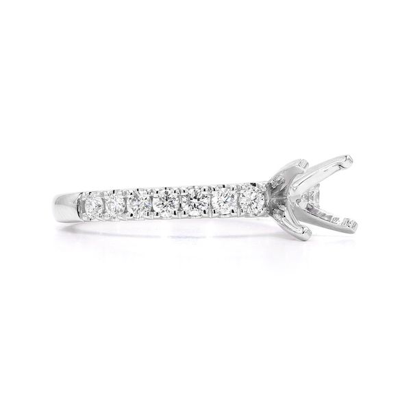 RD Classic Signature 14K White Gold 0.38ctw Diamond Semi-mount Ring Setting Accented Shank Sz 6 Image 3 Raleigh Diamond Fine Jewelry Raleigh, NC