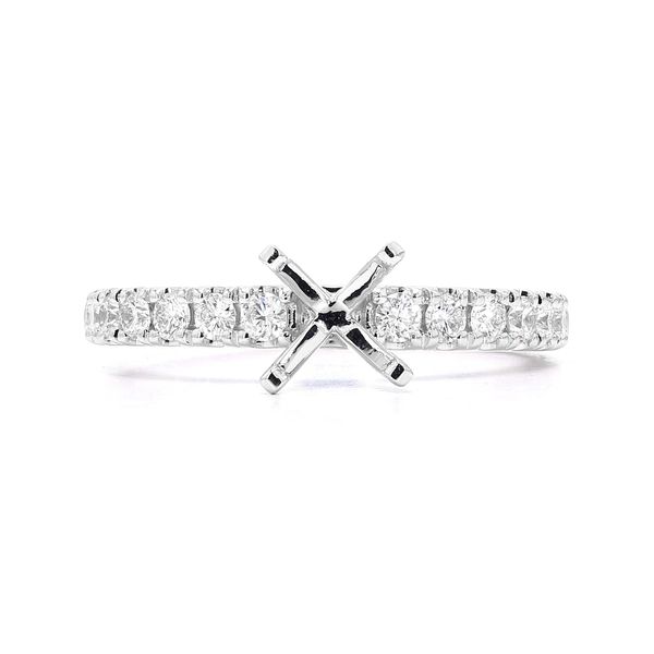 RD Classic Signature 14K White Gold 0.38ctw Diamond Semi-mount Ring Setting Accented Shank Sz 6 Raleigh Diamond Fine Jewelry Raleigh, NC