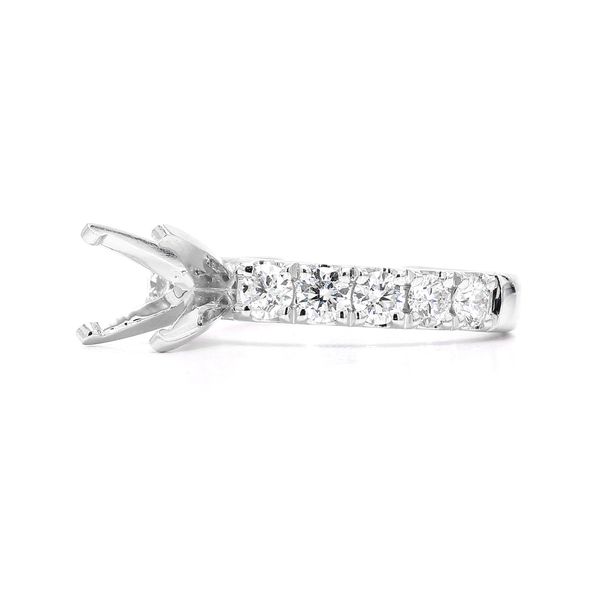 18K White Gold 5/8ctw Diamond Semi-mount Accented Shank Sz 6 Image 2 Raleigh Diamond Fine Jewelry Raleigh, NC