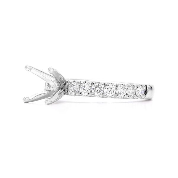 RD Classic Signature 14K White Gold 0.52ctw F/VS2+ Diamond Semi-mount Ring Setting with Accented Shank Sz 6 Image 2 Raleigh Diamond Fine Jewelry Raleigh, NC