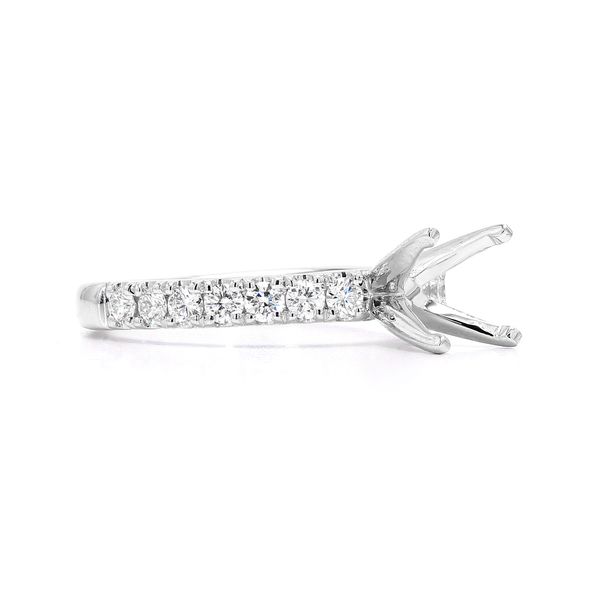 RD Classic Signature 14K White Gold 0.52ctw F/VS2+ Diamond Semi-mount Ring Setting with Accented Shank Sz 6 Image 3 Raleigh Diamond Fine Jewelry Raleigh, NC
