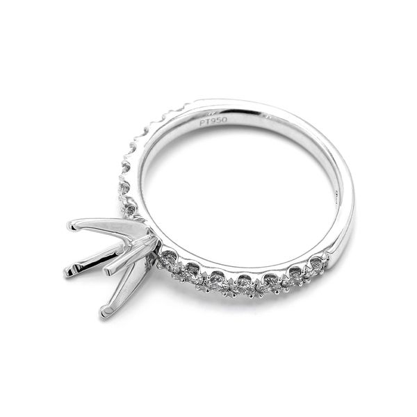 Platinum 0.52ctw F/VS2+ Diamond Semi-mount Accented Shank Sz 6 Image 4 Raleigh Diamond Fine Jewelry Raleigh, NC