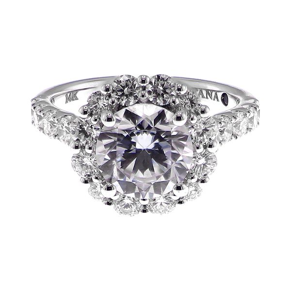 14K White Gold 1.31ctw Diamond Halo Semi-mount Engagement Ring Sz 6.5 Raleigh Diamond Fine Jewelry Raleigh, NC