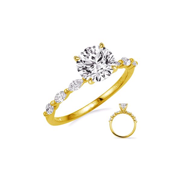 14K Yellow Gold 0.48ctw G/SI1 Diamond Marquise Semi-mount Raleigh Diamond Fine Jewelry Raleigh, NC