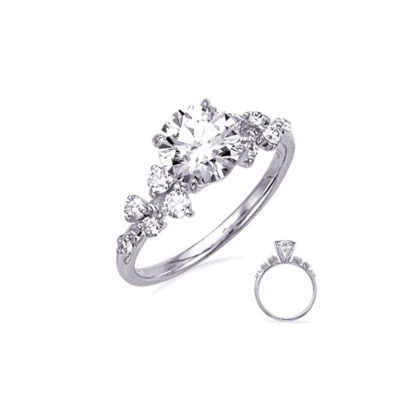 14K White Gold 0.38ctw G/SI1 Diamond RBC Clusters Semi-mount Raleigh Diamond Fine Jewelry Raleigh, NC