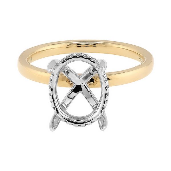 White & Yellow Gold 0.08ctw Diamond* Semi-mount Hidden Halo Engagement Ring Setting with Polished Band Raleigh Diamond Fine Jewelry Raleigh, NC