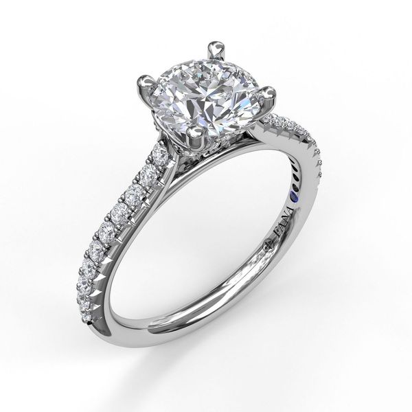 14K White Gold 0.29ctw Semi-mount with Side Detail Sz 6.5 Raleigh Diamond Fine Jewelry Raleigh, NC