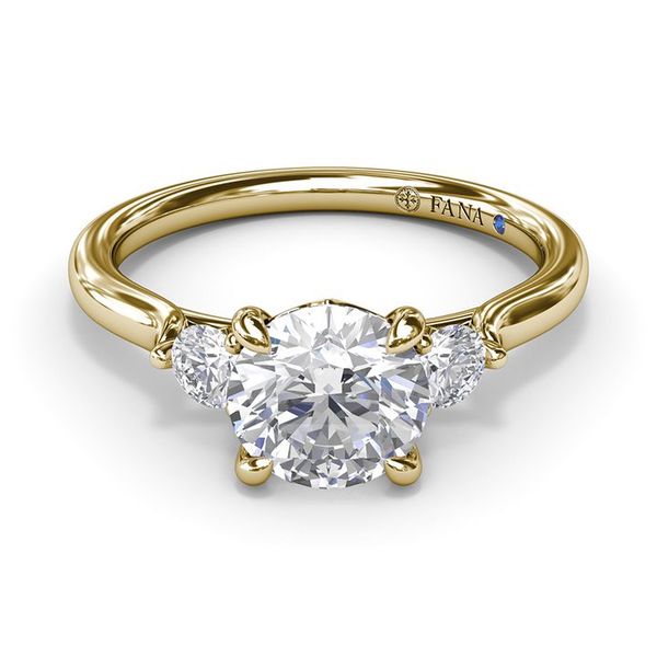 14K Yellow Gold 0.23ctw 3-Stone Semi-mount with Hidden Peak-A-Boo Diamond Sz 6.5 Image 2 Raleigh Diamond Fine Jewelry Raleigh, NC