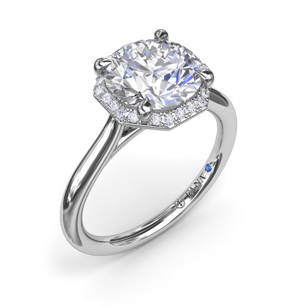 14K White Gold 0.12ctw Octagon Halo Semi-mount with Peek-A-Boo Diamond Sz 6.5 Raleigh Diamond Fine Jewelry Raleigh, NC