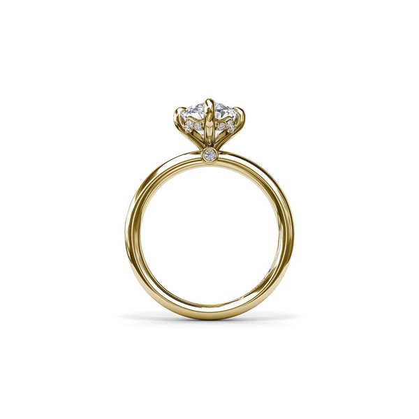 14K White & Yellow Gold 0.08ctw Hidden Halo Peek-a-Boo Diamond* Semi-mount Polished Engagement Ring Setting  Sz 6.5 Image 2 Raleigh Diamond Fine Jewelry Raleigh, NC