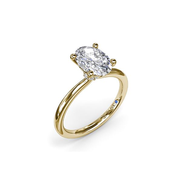 14K Yellow Gold 0.09ctw Diamond Semi-mount with Hidden Halo and Peek-A-Boo Sz 6.5 Image 2 Raleigh Diamond Fine Jewelry Raleigh, NC