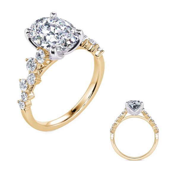 14K White & Yellow Gold 0.42ctw G/SI1 Semi Mount for 2CT Oval Ctr Engagement Ring Sz 6.5 Raleigh Diamond Fine Jewelry Raleigh, NC