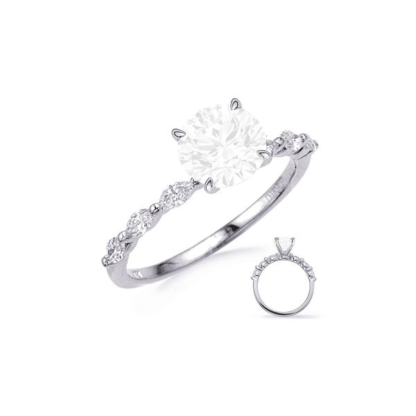 14K White Gold 0.78ctw RBC Diamond* Semi-mount Marquise Accented Engagement Ring Setting Sz 6.5 Raleigh Diamond Fine Jewelry Raleigh, NC