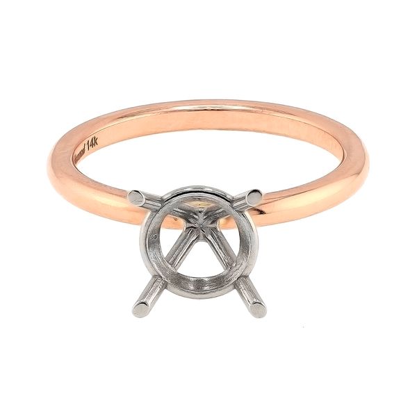 14K Rose & White Gold 4-Prong Low Pegs RBC Diamond* Semi-mount 2.0 mm Polished Engagement Ring Setting Sz 7.25 Raleigh Diamond Fine Jewelry Raleigh, NC