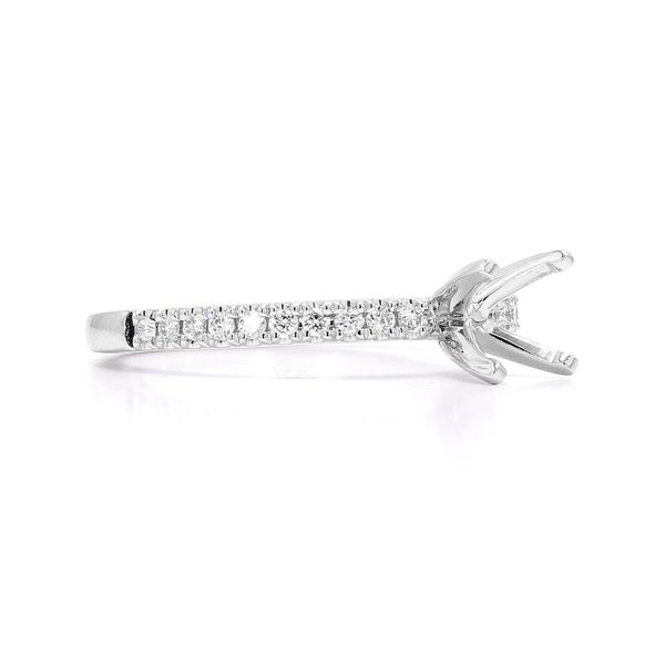 RD Classic Signature Platinum 0.20ctw F/VS+ Accented Shank Diamond Semi-mount Ring Setting Sz 6 Image 3 Raleigh Diamond Fine Jewelry Raleigh, NC