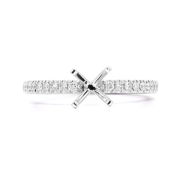 RD Classic Signature Platinum 0.20ctw F/VS+ Accented Shank Diamond Semi-mount Ring Setting Sz 6 Raleigh Diamond Fine Jewelry Raleigh, NC