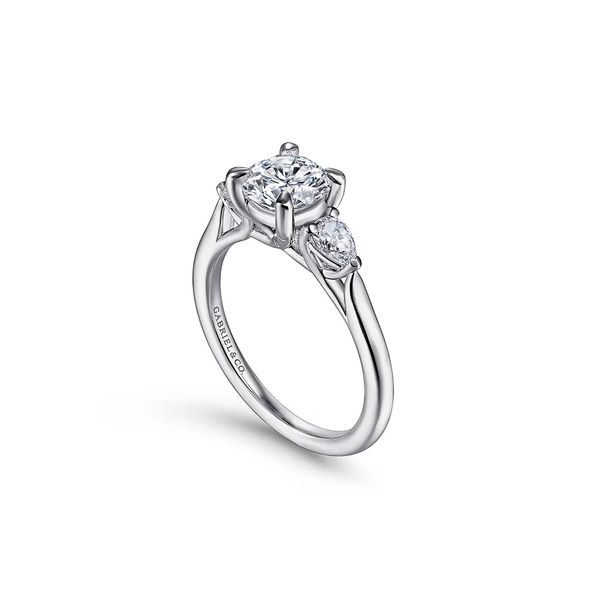 14K White Gold 0.28ctw G-H/SI2 Round 3-Stone Diamond* Semi-mount Engagement Ring Setting Sz 6.5 Image 2 Raleigh Diamond Fine Jewelry Raleigh, NC