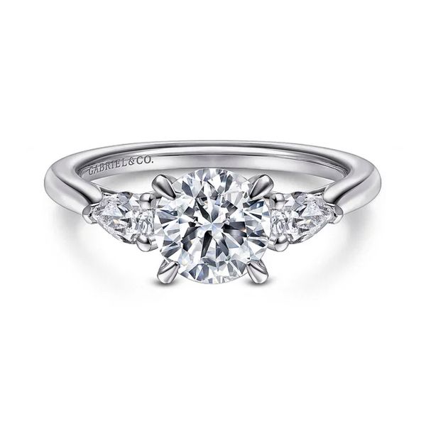 14K White Gold 0.28ctw G-H/SI2 Round 3-Stone Diamond* Semi-mount Engagement Ring Setting Sz 6.5 Raleigh Diamond Fine Jewelry Raleigh, NC