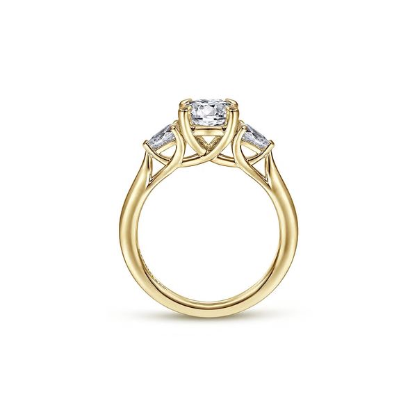 14K Yellow Gold 0.61ctw G-H/SI+ Round 3-Stone  Diamond* Semi-mount Engagement Ring Setting Sz 6.5 Image 3 Raleigh Diamond Fine Jewelry Raleigh, NC