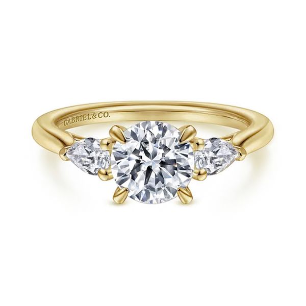 14K Yellow Gold 0.61ctw G-H/SI+ Round 3-Stone  Diamond* Semi-mount Engagement Ring Setting Sz 6.5 Raleigh Diamond Fine Jewelry Raleigh, NC
