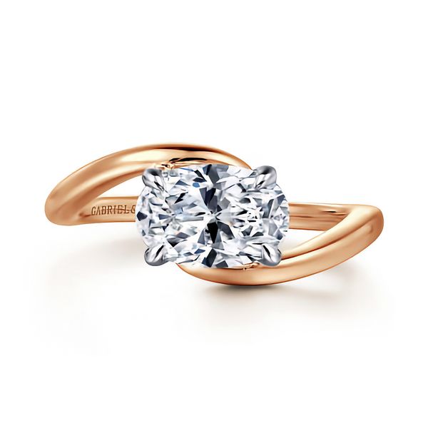 14K Rose Gold Bypass Oval East-West  Diamond* Semi-mount Engagement Ring Setting Sz 6.5 Raleigh Diamond Fine Jewelry Raleigh, NC