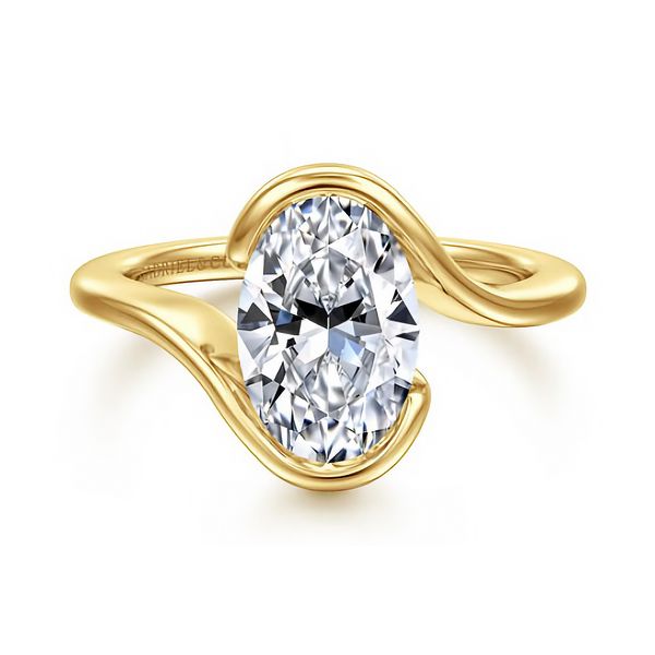 14K Yellow Gold Bypass Oval Solitaire Diamond* Semi-mount Engagement Ring Setting Sz 6.5 Raleigh Diamond Fine Jewelry Raleigh, NC
