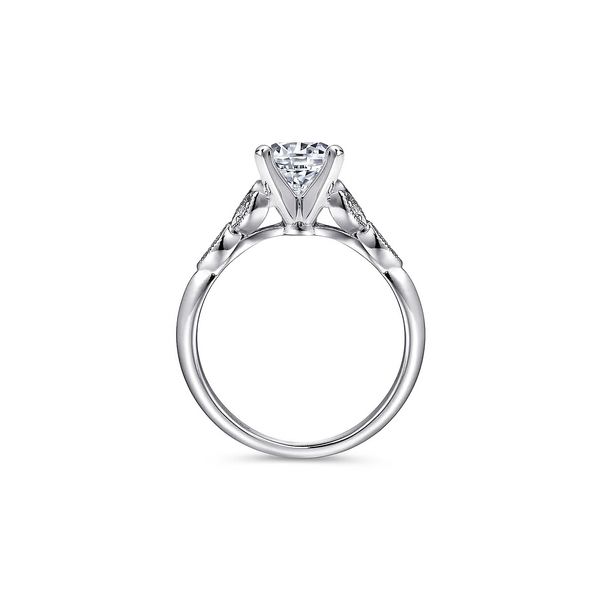 14K White Gold 0.07ctw G-H/SI+ "Eliza" Vintage Semi-mount Engagement Ring Sz 6.5 Image 3 Raleigh Diamond Fine Jewelry Raleigh, NC