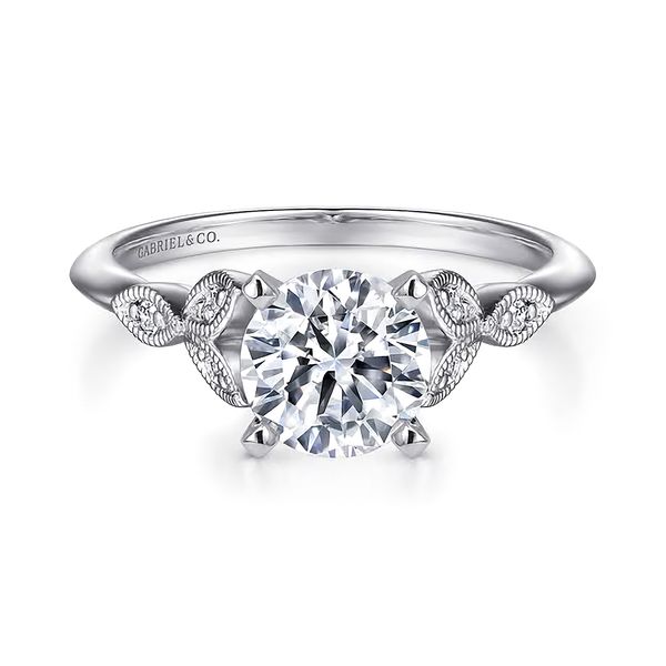 14K White Gold 0.07ctw G-H/SI+ "Eliza" Vintage Semi-mount Engagement Ring Sz 6.5 Raleigh Diamond Fine Jewelry Raleigh, NC