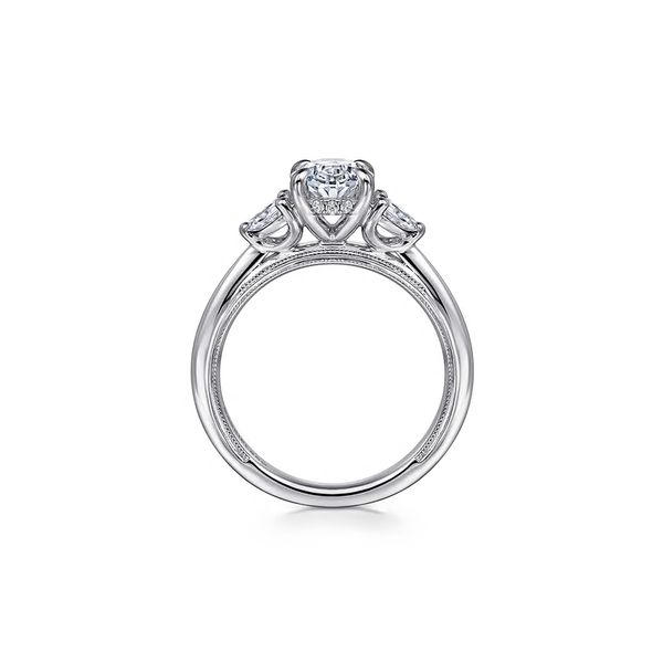 14K White Gold 0.06ctw G-H/SI1 Oval Contemporary Diamond* Semi-mount Engagement Ring Setting Sz 6.5 Image 3 Raleigh Diamond Fine Jewelry Raleigh, NC