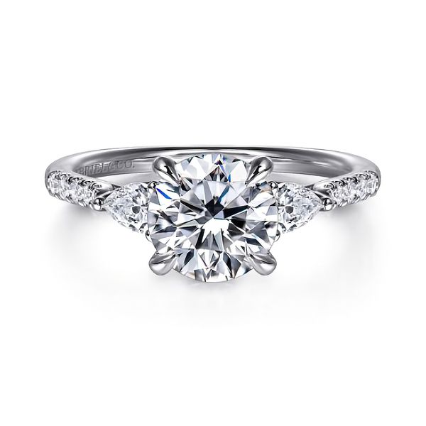 14K White Gold 0.37ctw G-H/SI+ Diamond 3-Stone Semi-mount Ring Setting Sz 6.5 Raleigh Diamond Fine Jewelry Raleigh, NC
