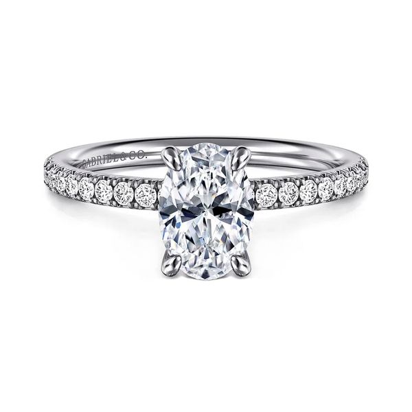 14K White Gold 0.19ctw Oval Diamond* Semi-mount Accented Engagement Ring Setting Sz 6.5 Raleigh Diamond Fine Jewelry Raleigh, NC