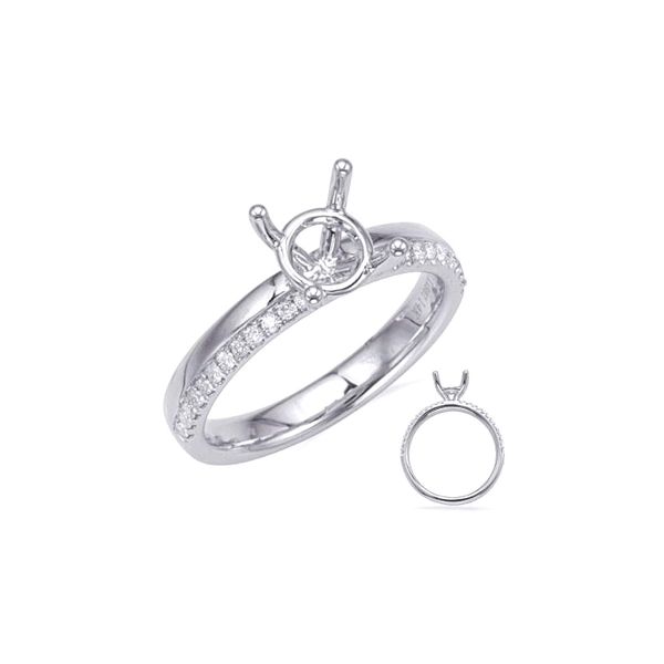 14K White Gold 0.14ctw G/SI1 4-Prong Diamond Semi-mount Ring Setting  for 1.00ct Round Raleigh Diamond Fine Jewelry Raleigh, NC