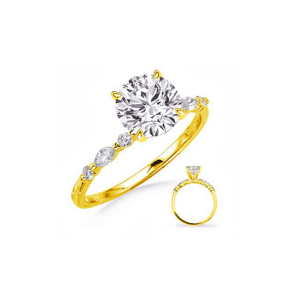 14K Yellow Gold 0.24cttw G/SI1 RBC Diamond* Semi-mount Accented Engagement Ring Setting Sz 6.5 Raleigh Diamond Fine Jewelry Raleigh, NC