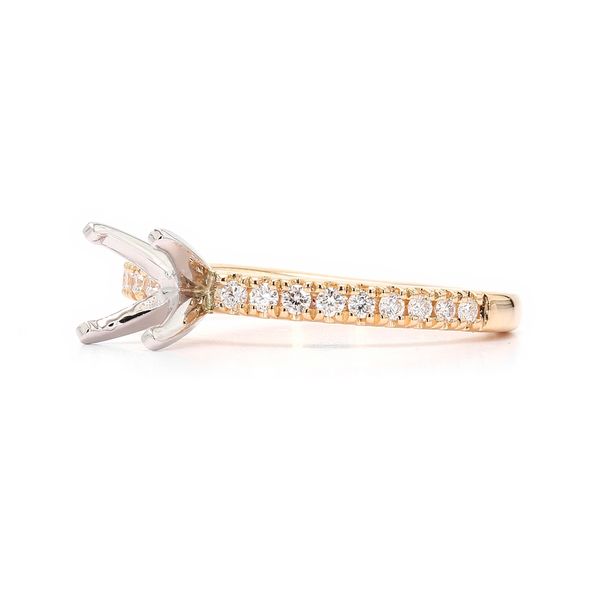 RD Classic Signature 18K Yellow Gold 1/5ctw F/VS+ Diamond Semi-mount Accented Shank Sz 6 Image 2 Raleigh Diamond Fine Jewelry Raleigh, NC