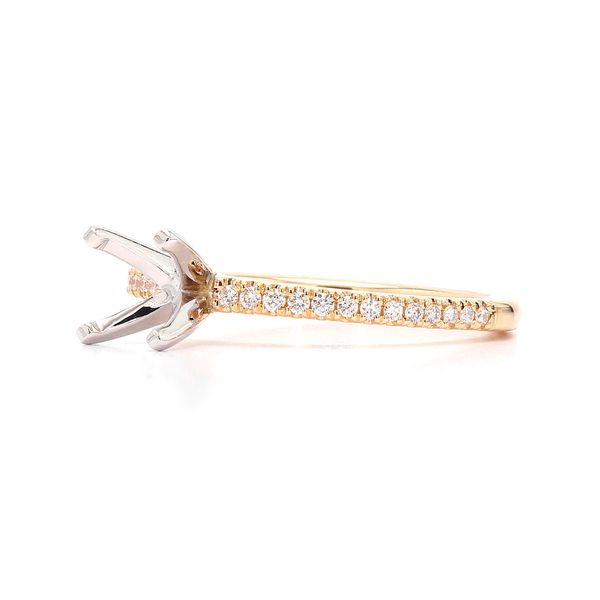 RD Classic Signature 18K Yellow Gold & Platinum 1/8ctw F/VS+ RBC Diamond* Ladies Semi-mount Accented Engagement Ring Setting Sz 6 Image 2 Raleigh Diamond Fine Jewelry Raleigh, NC