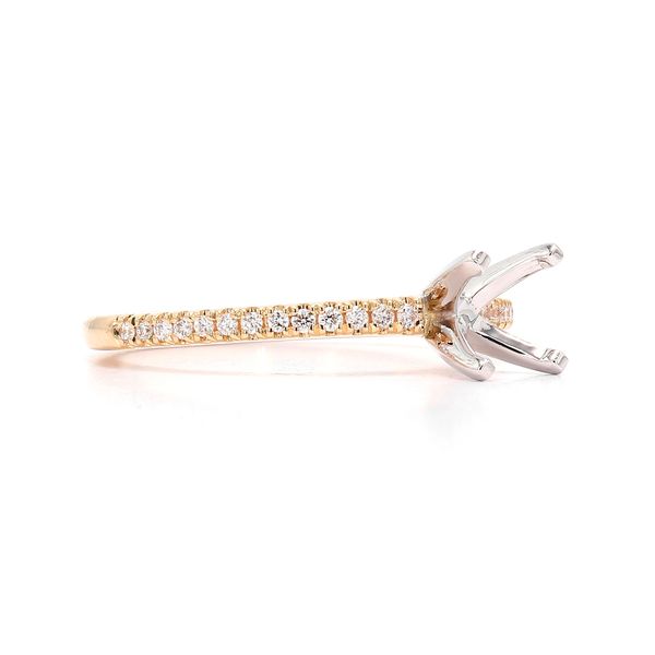 RD Classic Signature 18K Yellow Gold & Platinum 1/8ctw F/VS+ RBC Diamond* Ladies Semi-mount Accented Engagement Ring Setting Sz 6 Image 3 Raleigh Diamond Fine Jewelry Raleigh, NC
