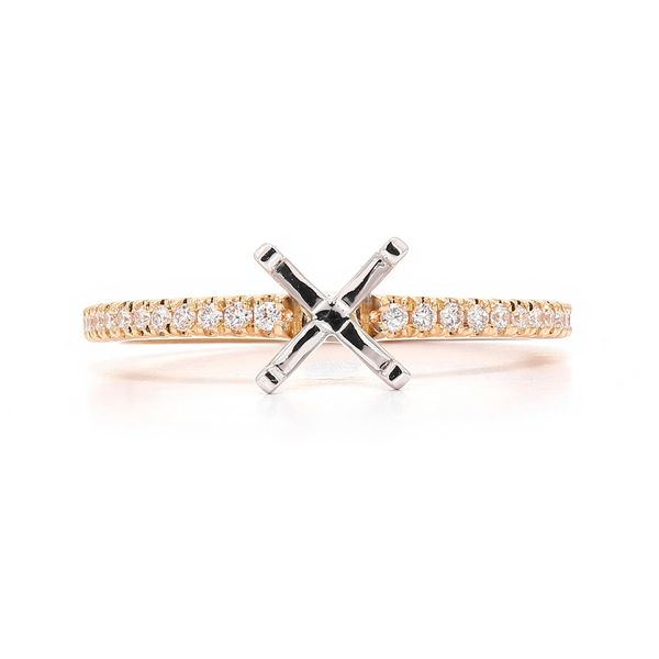 RD Classic Signature 18K Yellow Gold & Platinum 1/8ctw F/VS+ RBC Diamond* Ladies Semi-mount Accented Engagement Ring Setting Sz 6 Raleigh Diamond Fine Jewelry Raleigh, NC