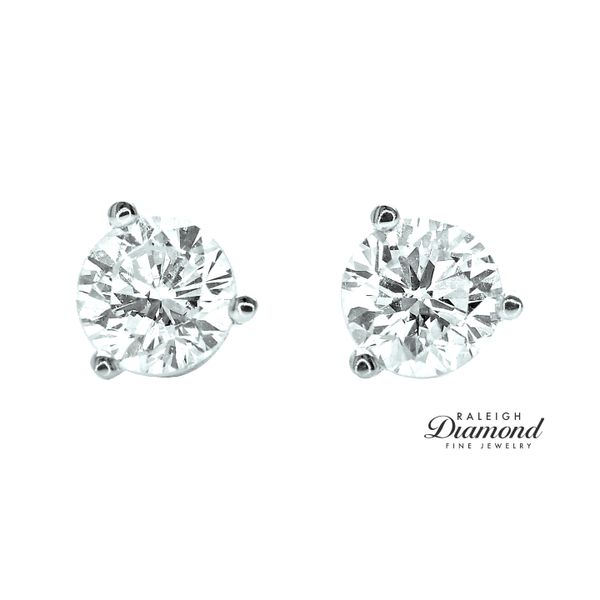 0.81 cttw Diamond Solitaire Stud Earrings 14k White Gold Image 2 Raleigh Diamond Fine Jewelry Raleigh, NC