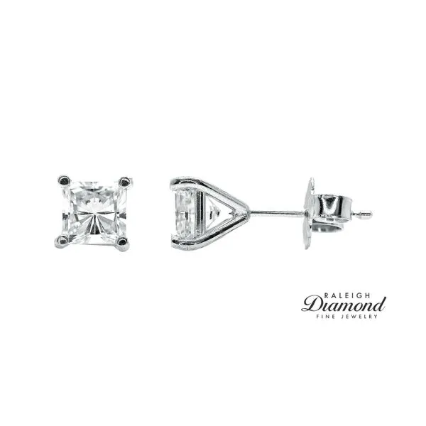 1.16 cttw Princess Cut Diamond Solitaire Stud Earrings 14k White Gold Raleigh Diamond Fine Jewelry Raleigh, NC