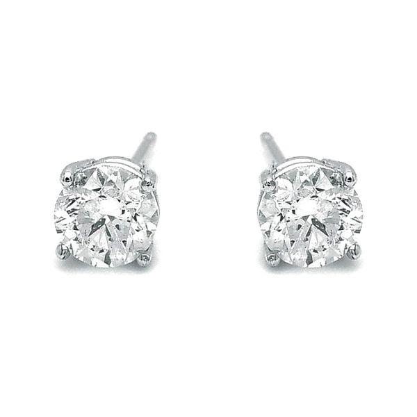 14K White Gold 1.00ctw Diamond Stud Earrings Image 2 Raleigh Diamond Fine Jewelry Raleigh, NC