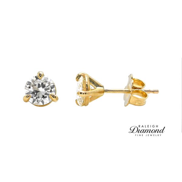 1.03 cttw Diamond Solitaire Stud Earrings 14k Yellow Gold Raleigh Diamond Fine Jewelry Raleigh, NC