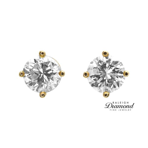 14K Yellow Gold 1.06ctw Diamond Stud Earrings Image 2 Raleigh Diamond Fine Jewelry Raleigh, NC